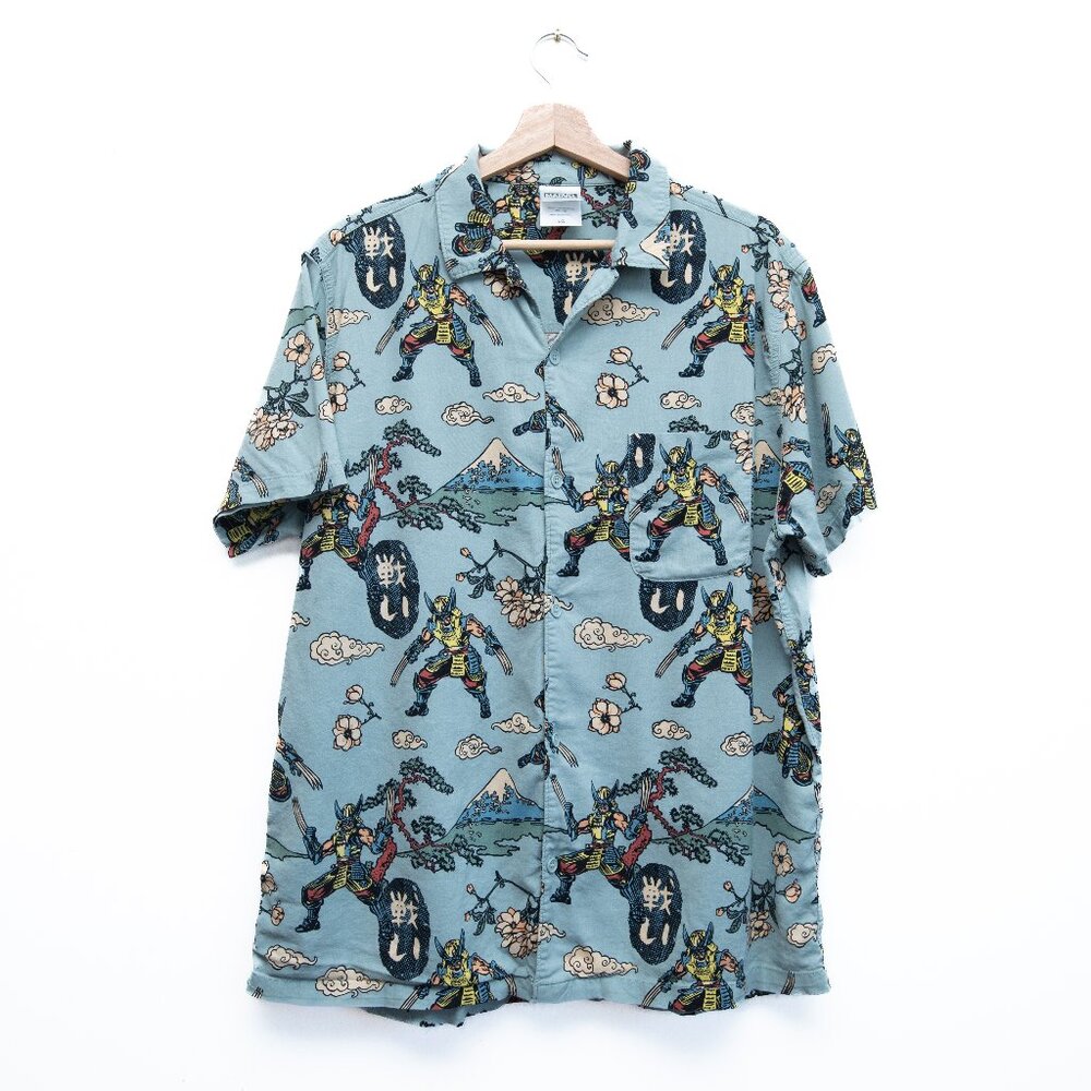 MARVEL Muhomono Wolverine Print Button Up Shirt